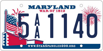 MD license plate 5AA1140