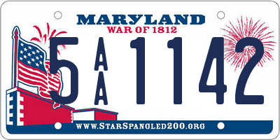 MD license plate 5AA1142