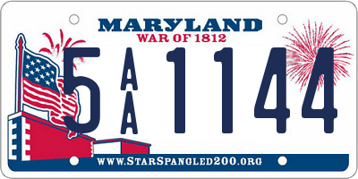 MD license plate 5AA1144