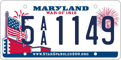 MD license plate 5AA1149