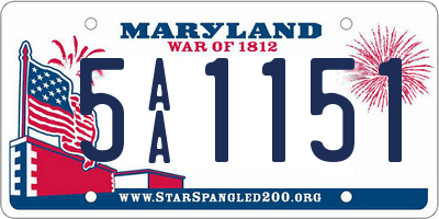 MD license plate 5AA1151