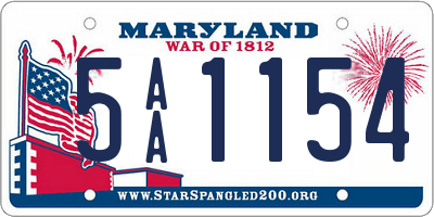 MD license plate 5AA1154