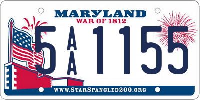 MD license plate 5AA1155