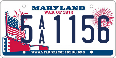 MD license plate 5AA1156