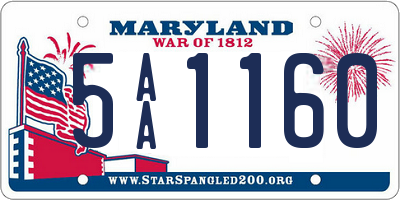 MD license plate 5AA1160