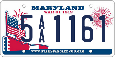 MD license plate 5AA1161