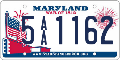 MD license plate 5AA1162