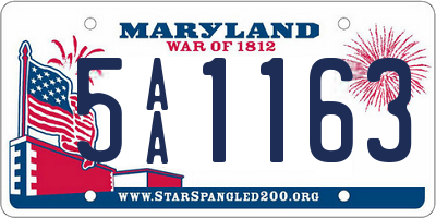 MD license plate 5AA1163