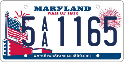 MD license plate 5AA1165