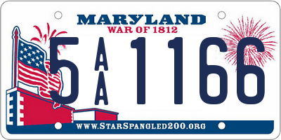 MD license plate 5AA1166