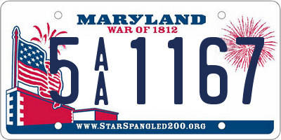 MD license plate 5AA1167