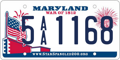 MD license plate 5AA1168