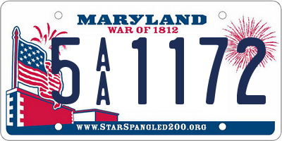 MD license plate 5AA1172