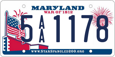 MD license plate 5AA1178