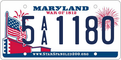 MD license plate 5AA1180