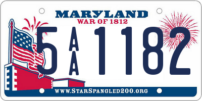 MD license plate 5AA1182