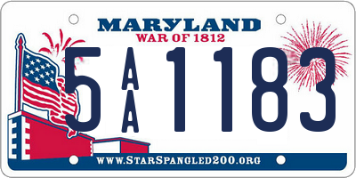 MD license plate 5AA1183