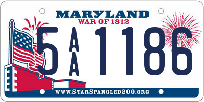 MD license plate 5AA1186