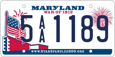 MD license plate 5AA1189