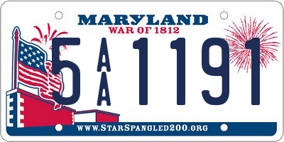 MD license plate 5AA1191