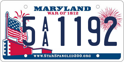 MD license plate 5AA1192