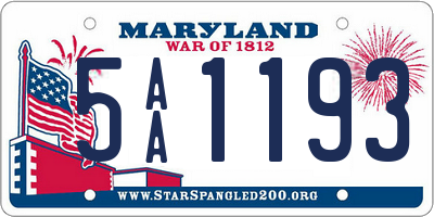 MD license plate 5AA1193