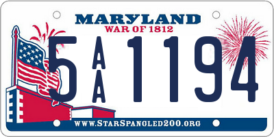 MD license plate 5AA1194