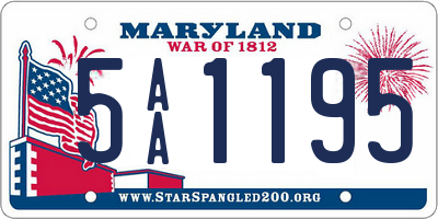 MD license plate 5AA1195