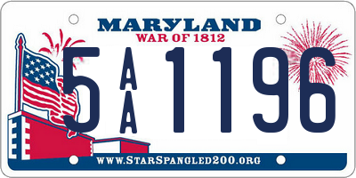 MD license plate 5AA1196