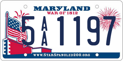 MD license plate 5AA1197