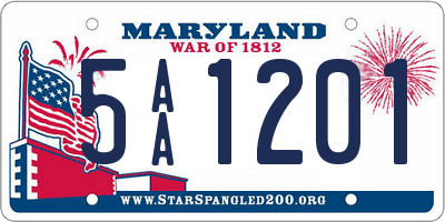 MD license plate 5AA1201