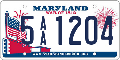 MD license plate 5AA1204