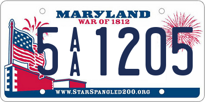 MD license plate 5AA1205