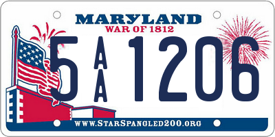 MD license plate 5AA1206