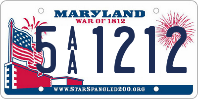 MD license plate 5AA1212