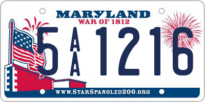 MD license plate 5AA1216