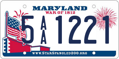 MD license plate 5AA1221