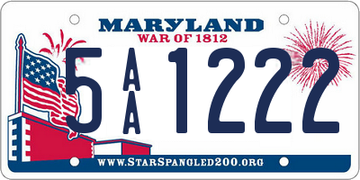 MD license plate 5AA1222