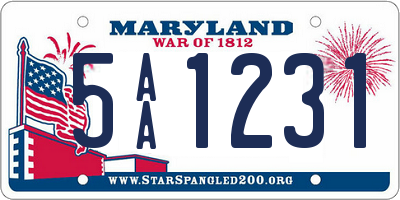 MD license plate 5AA1231