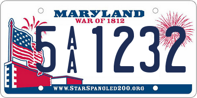 MD license plate 5AA1232