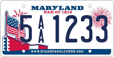 MD license plate 5AA1233