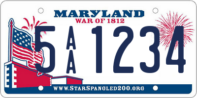 MD license plate 5AA1234