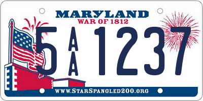 MD license plate 5AA1237