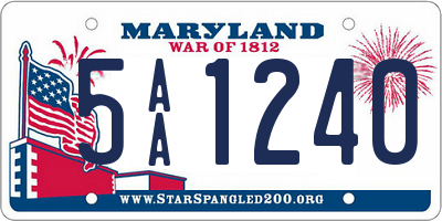 MD license plate 5AA1240