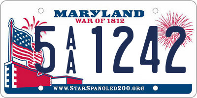 MD license plate 5AA1242