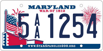 MD license plate 5AA1254