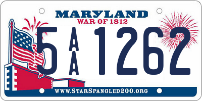 MD license plate 5AA1262