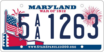 MD license plate 5AA1263