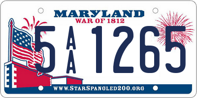 MD license plate 5AA1265