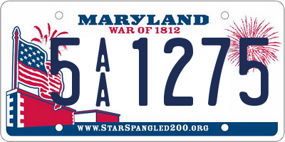 MD license plate 5AA1275